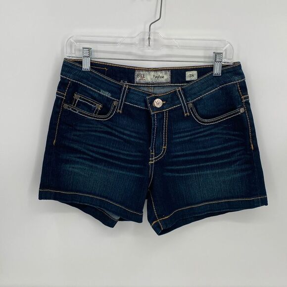 BKE Pants - BKE Denim Payton Dark Wash Jean Shorts Whiskering Beaded Pockets Women's 28